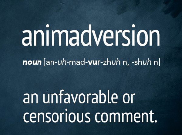 In this learn English word Animadversion through weird and wonderful words