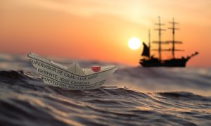 Chatsifieds paper boat dawn sea