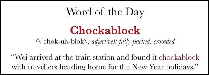 Learn English word Chockablock and increase your English vocabulary