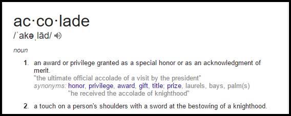 Learn Accolade Meaning, Definition, Synonyms and Usage