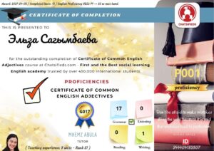 Chatsifieds English Grammar Certificate