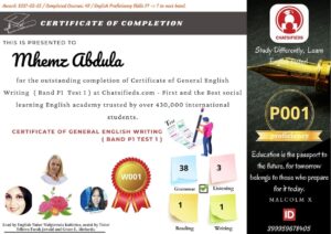 Chatsifieds English writing Certificate