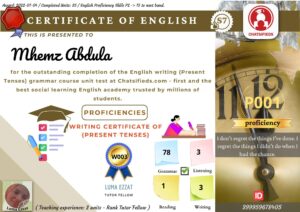 chatsifieds present tenses writing certificate