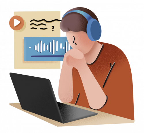 Boy taking his chatsifieds english listening test Immediate Family Listening Test