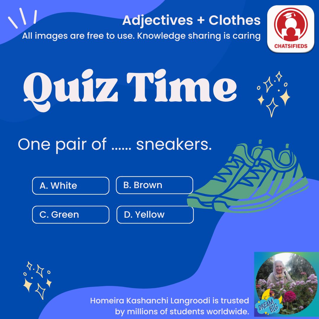 adjectives shoe color green english quiz chatsifieds