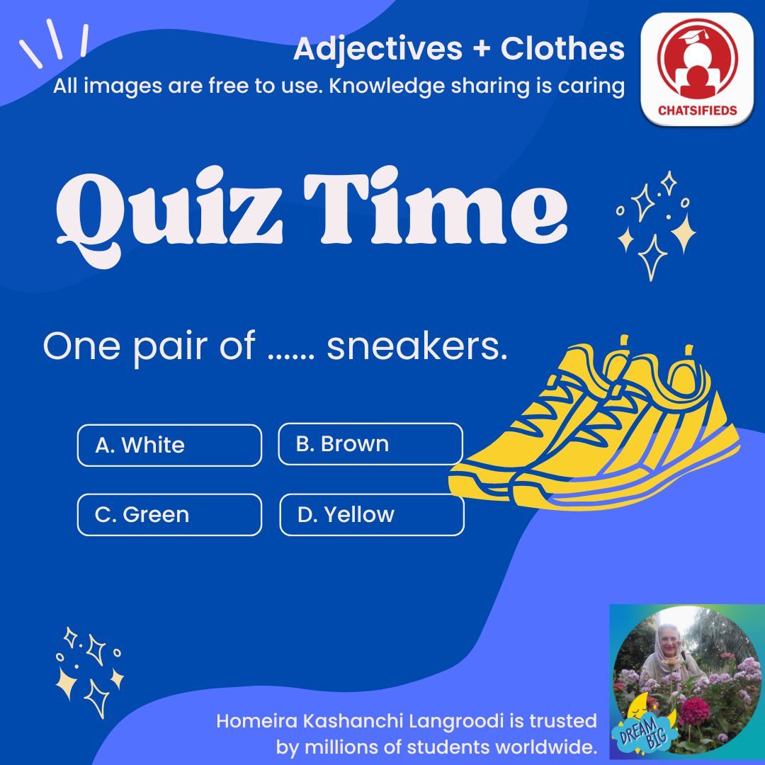 adjectives shoe color yellow english quiz chatsifieds