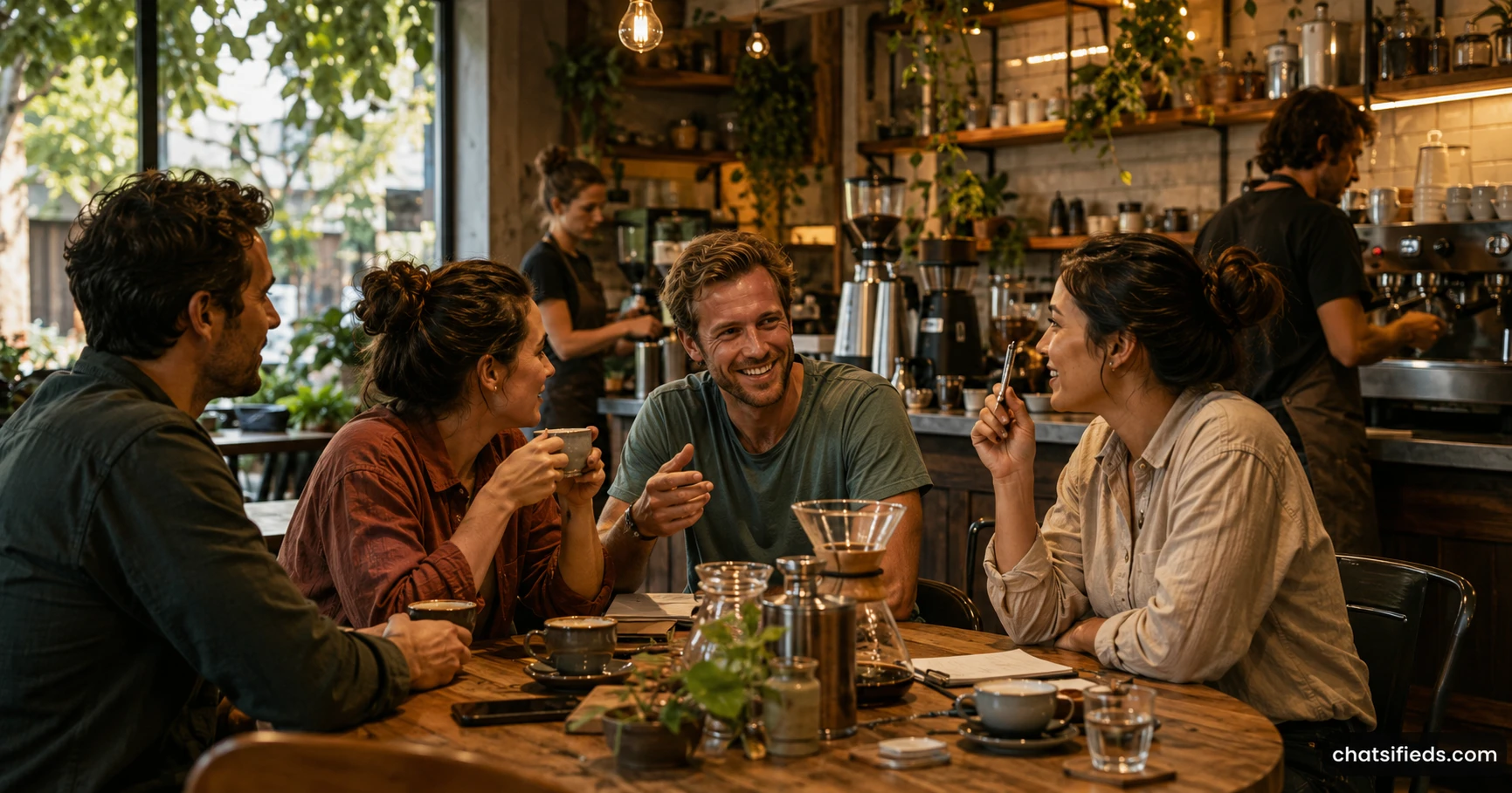 Warm illustrated Australian coffee scene for the Artificer Coffee learning story in Surry Hills, NSW