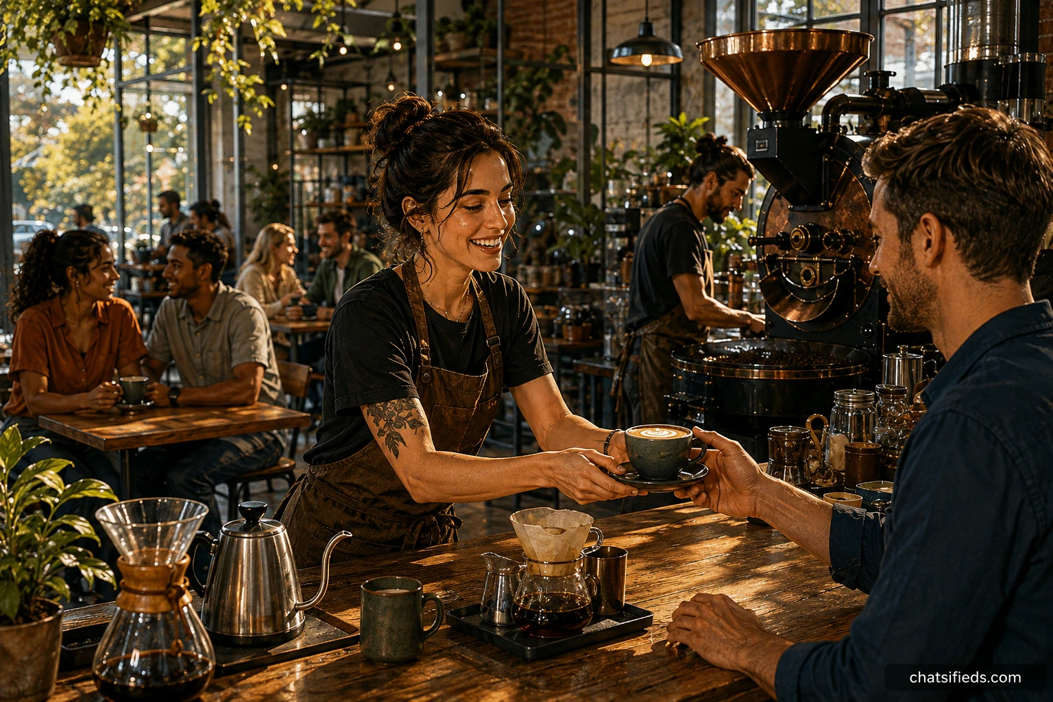 Illustrated Australian coffee scene for Barrio Collective Coffee
