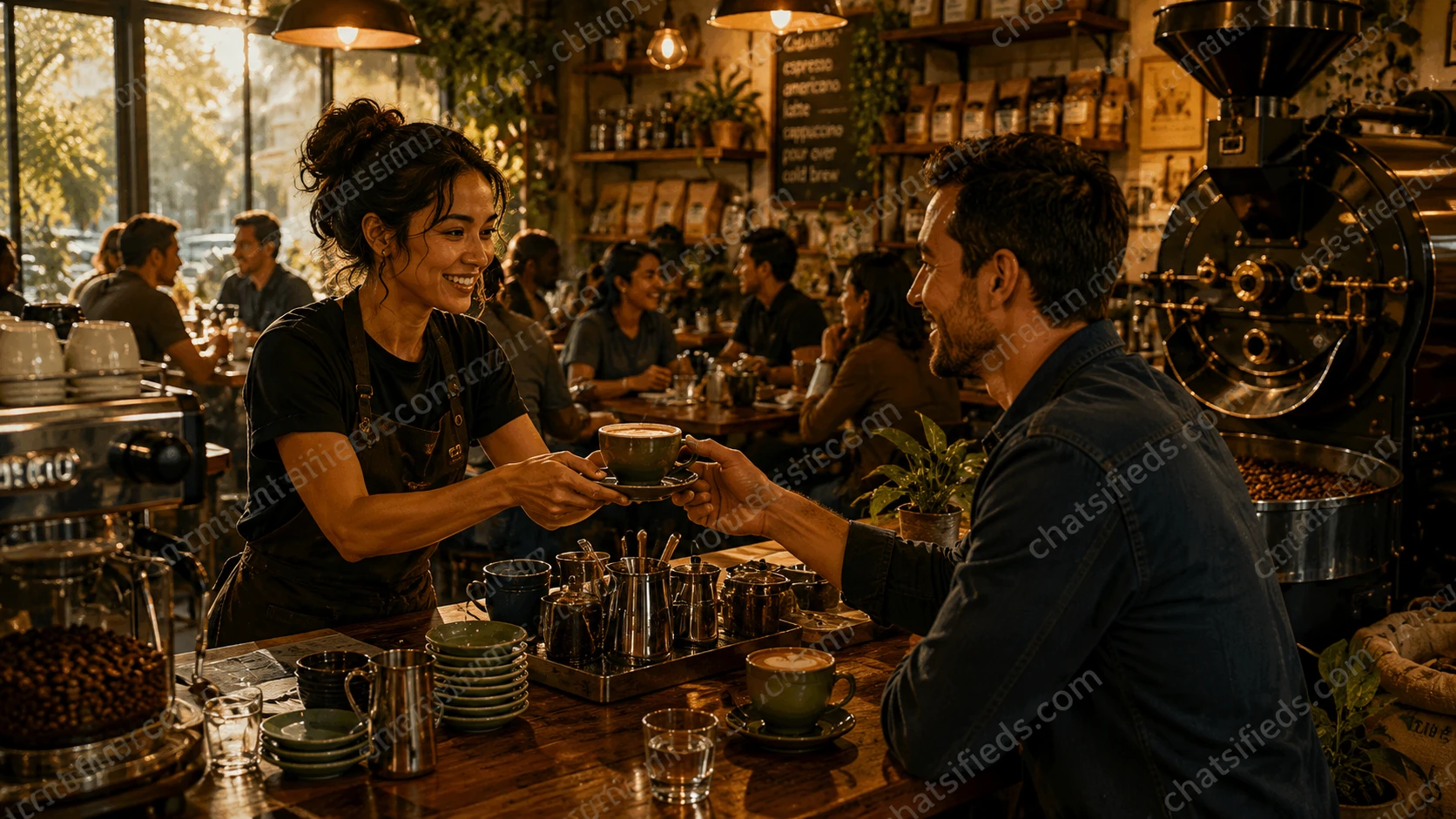 Illustrated Australian coffee scene for Bellissimo Coffee
