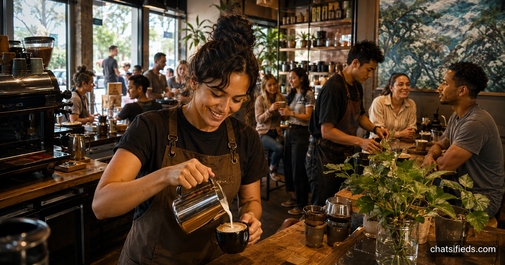 Illustrated Australian coffee scene for Brew Dreams Coffee