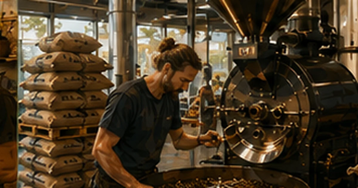 Warm illustrated Australian coffee scene for the Brew Coffee Roasters learning story in Wangara, WA