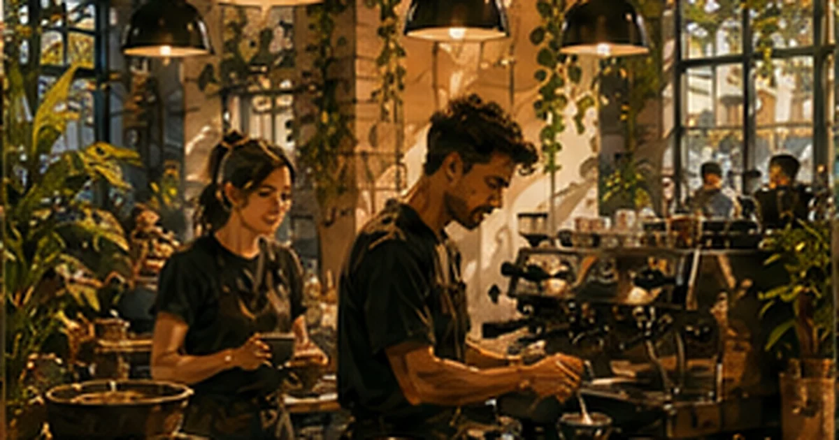 Illustrated Australian coffee scene for Code Black Coffee