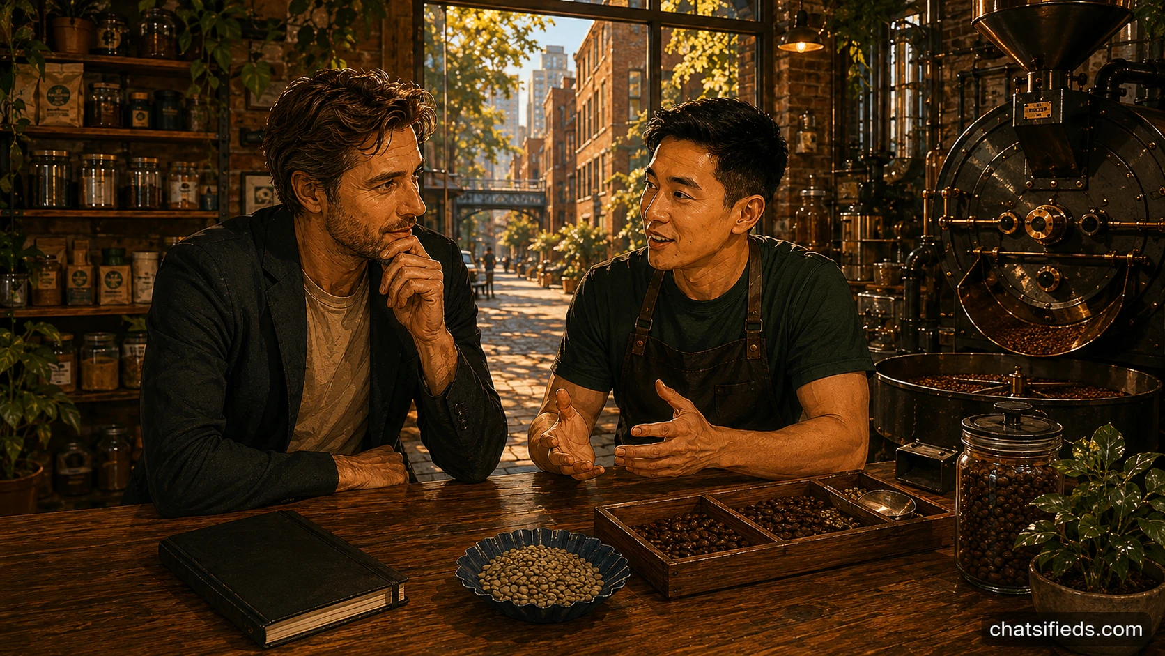 Illustrated Australian coffee scene for Coffee Alchemy