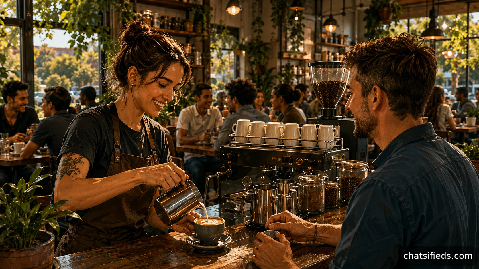 Warm illustrated Australian coffee scene for the Community Coffee Co learning story in Perth, WA