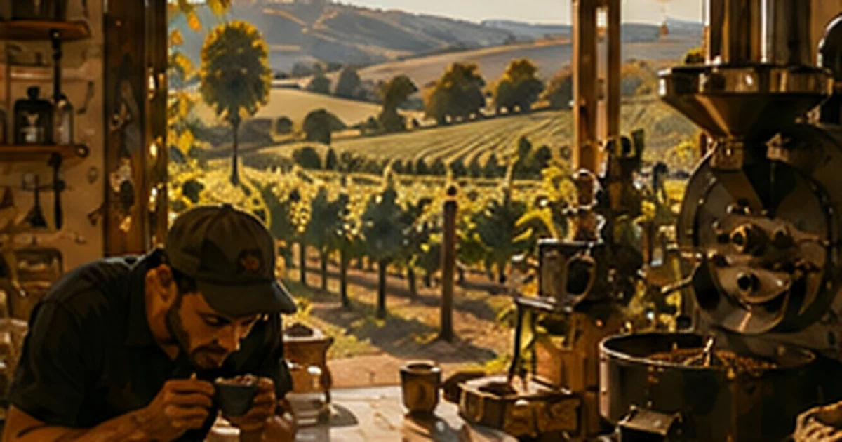 Illustrated Australian coffee scene for Dawn Patrol Coffee
