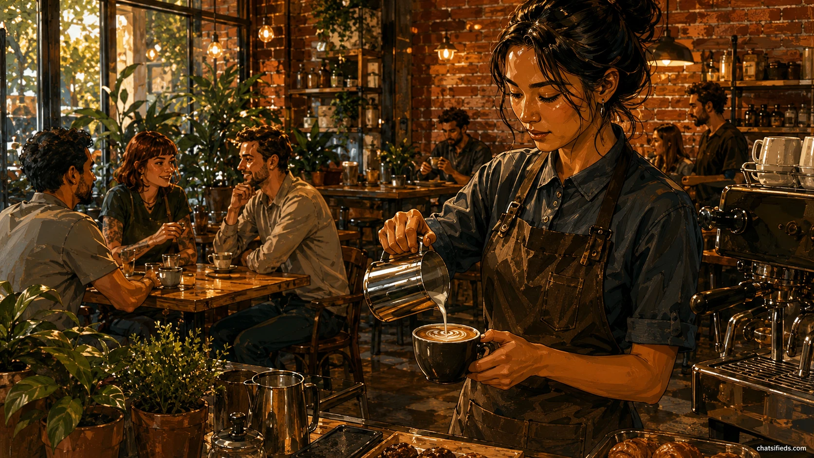 Illustrated Australian coffee scene for Dtown Coffee Roasters