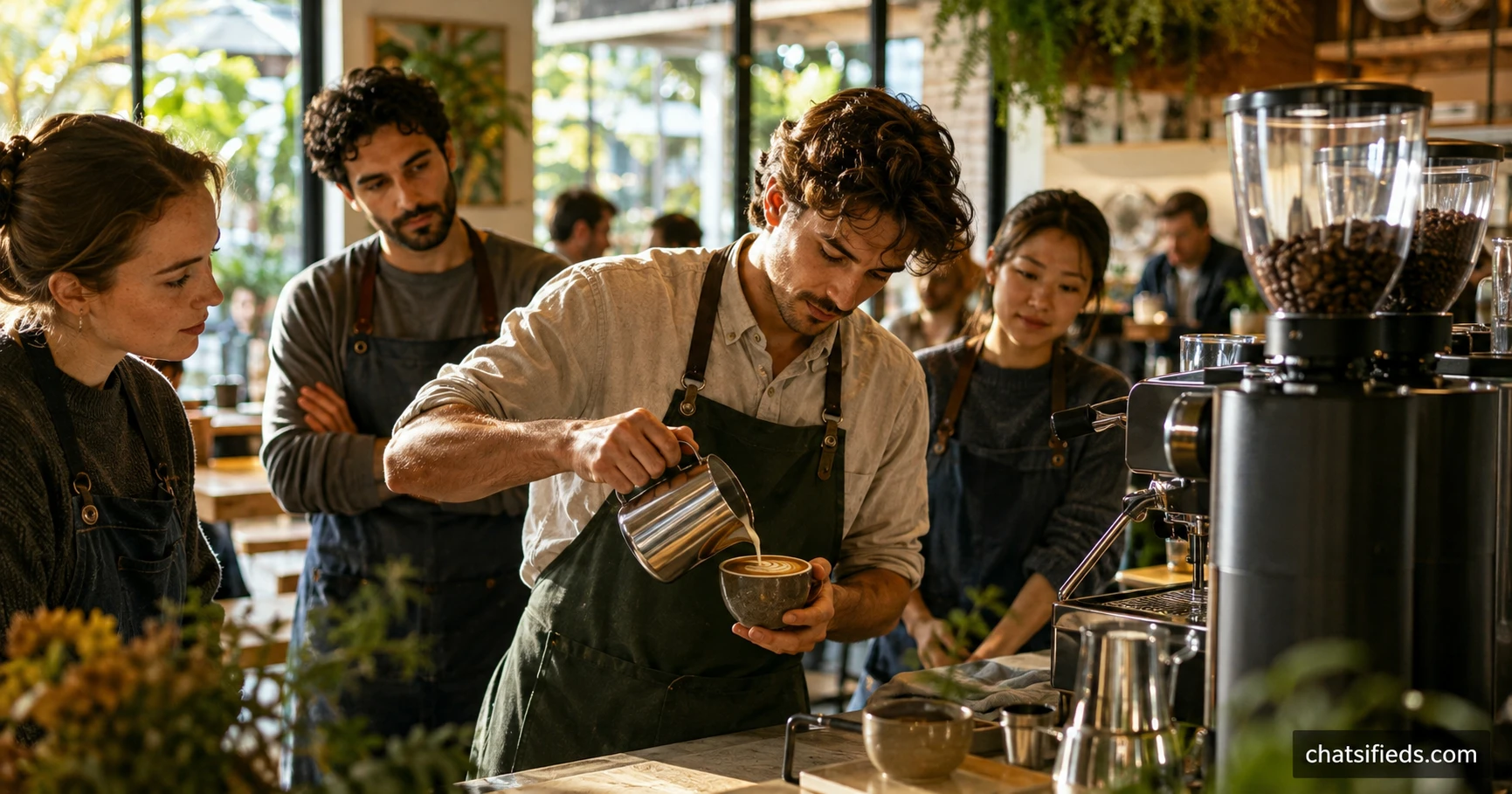 Illustrated Australian coffee scene for Five Senses Coffee