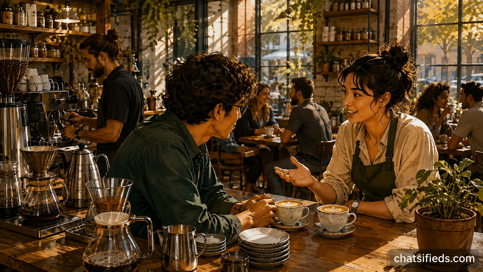 Warm illustrated Australian coffee scene for the Ideal Coffee learning story in Canberra, ACT