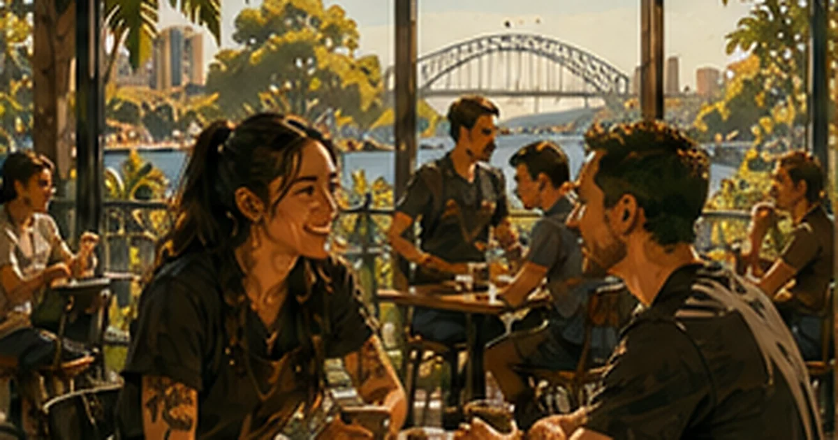 Illustrated Australian coffee scene for Mecca Coffee