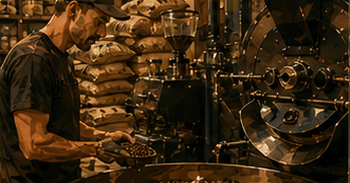 Illustrated Australian coffee scene for Micrology Coffee Roasters