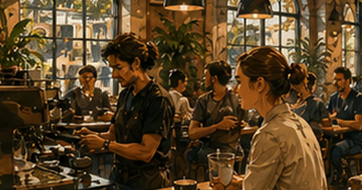 Illustrated Australian coffee scene for Monastery Coffee