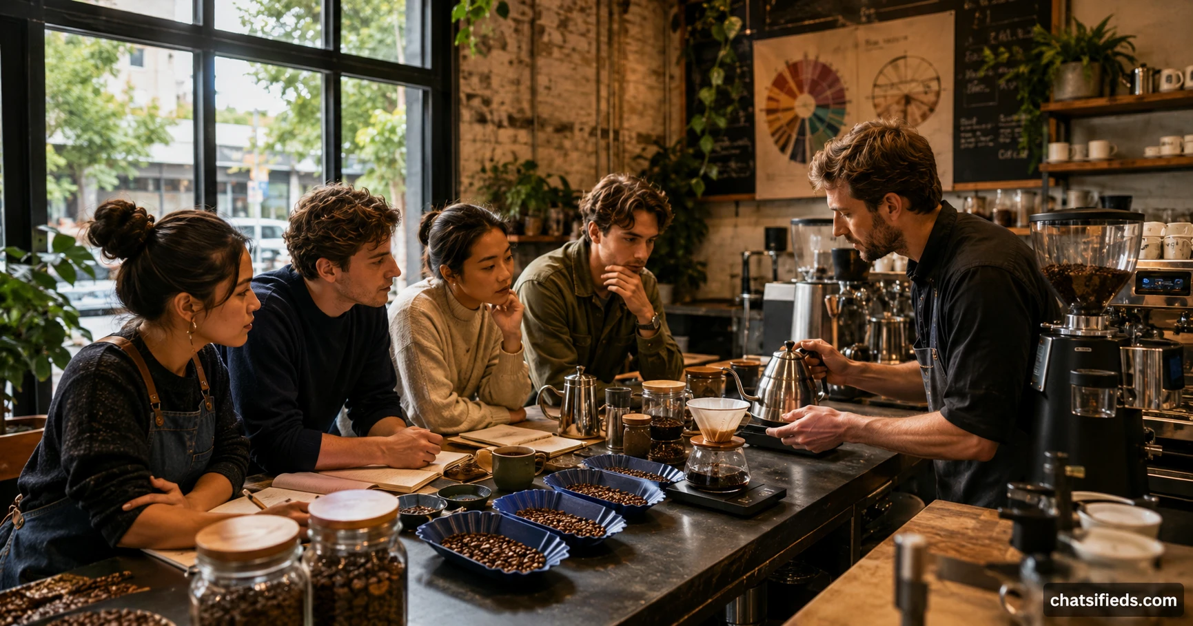 Illustrated Australian coffee scene for Patio Coffee Roasters