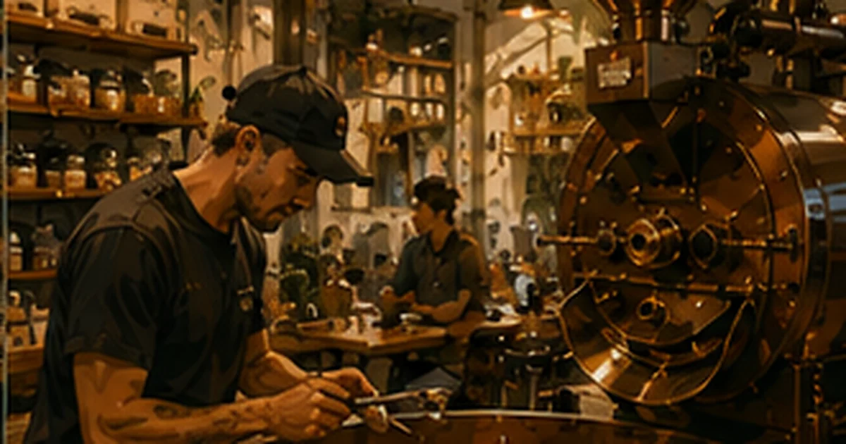 Warm illustrated Australian coffee scene for the Reverence Coffee Roasters learning story in Campbellfield, VIC