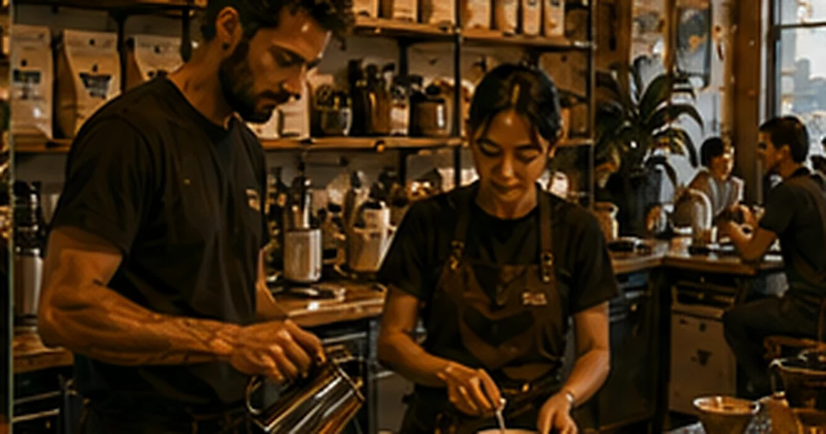 Illustrated Australian coffee scene for Single O