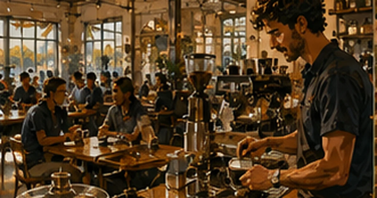 Illustrated Australian coffee scene for ST. ALi