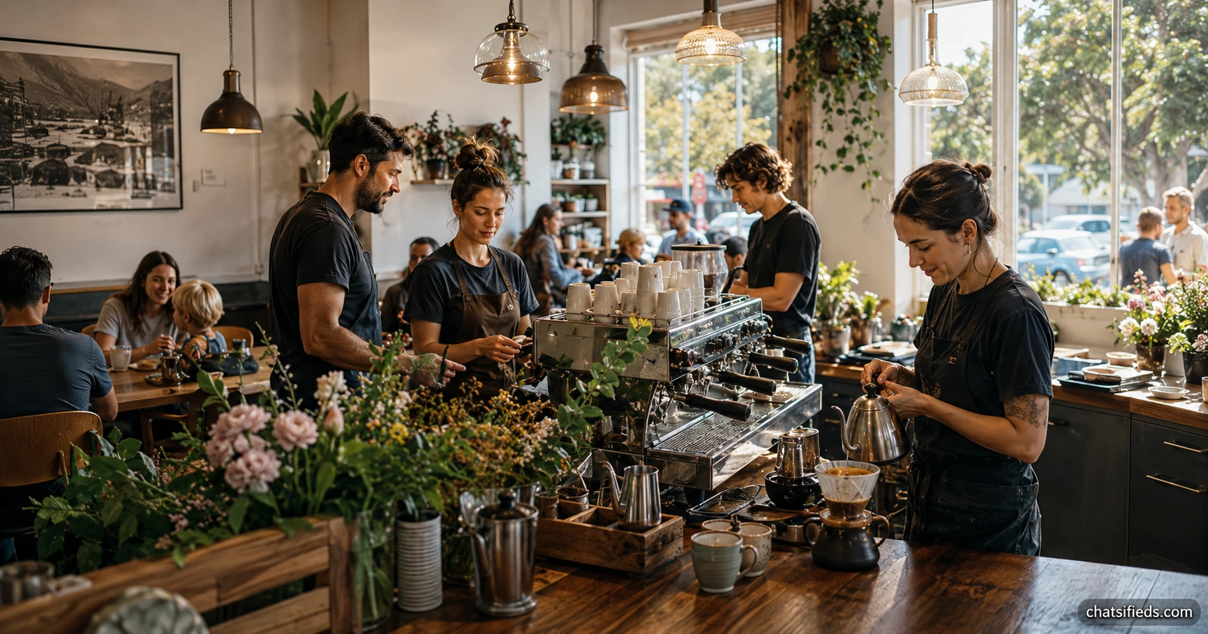 Illustrated Australian coffee scene for Toby’s Estate
