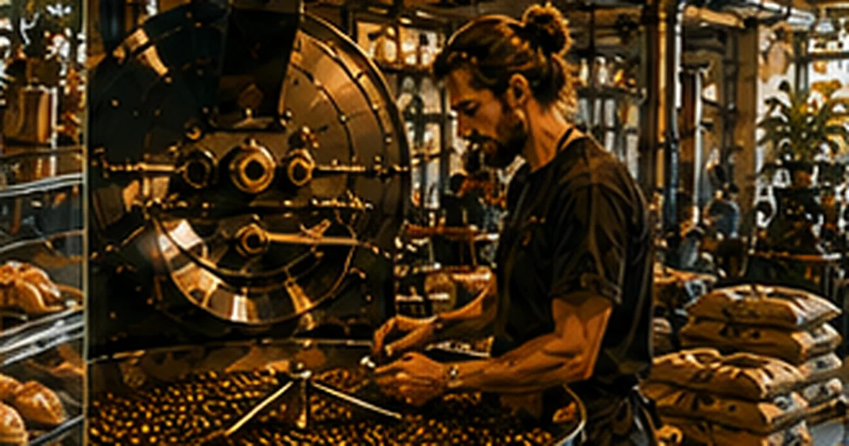 Illustrated Australian coffee scene for Twin Peaks Coffee Roasters