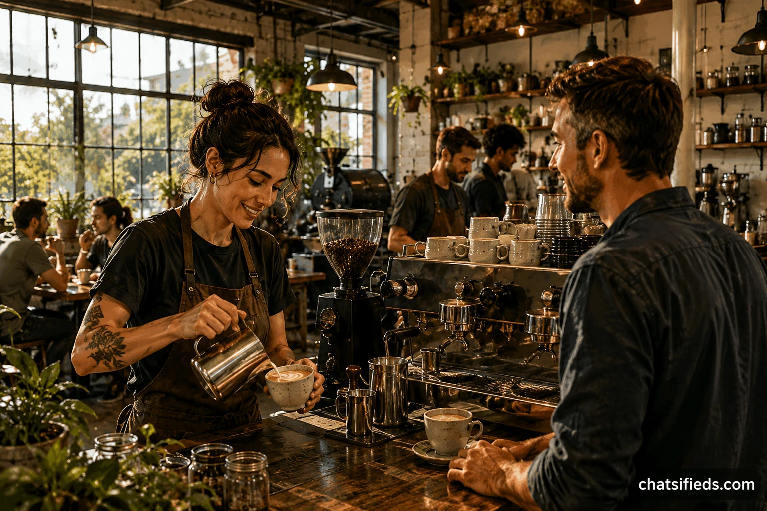 Illustrated Australian coffee scene for Wolff Coffee Roasters